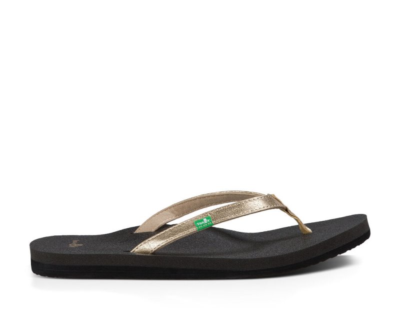 Sanuk Yoga Joy Metallic - Sanuk Flip Flops Womens Black / Gold - Philippines WBLAHR902